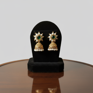 Handmade Pearl & Stone Jhumka Earrings – Traditional Imitation Jewellery