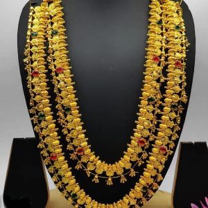 Traditional Double Line Kolhapuri Golden Saaj Necklace | Maharashtrian Bridal Imitation Jewellery