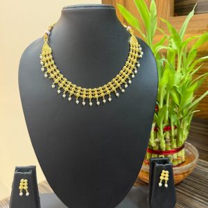Golden Necklace Set Micro Polish (Plain Golden Design)