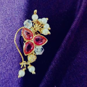 Elegant Metal Maharashtrian Nath with Gold Finish – Traditional Maharashtrian Nose Ring