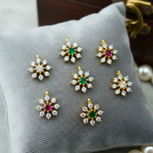 Imitation Diamond AD Flower Pendant – Gold Polish 3 colors