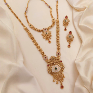 Matte Polish Rajwadi Artificial Necklace Set with Earrings – Traditional Maharashtrian Design