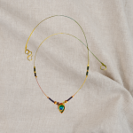 Peacock Feather Pendant Mangalsutra – Minimal Black Beads Gold Finish Chain