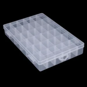 36 Cavity Rectangle Beads Storage Box – 10.5 x 7 x 1.75 Inch Plastic Organizer for Jewellery Making, Beads, Stones & Craft Supplies