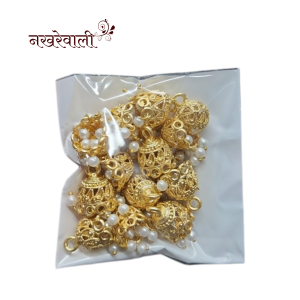 Traditional Jhumka Earrings with Pearl Drops - 12 pcs