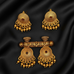 Traditional Peacock Matte Pendant Set P-2206