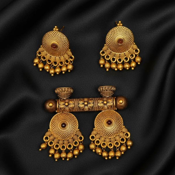 Traditional Peacock Matte Pendant Set P-2206