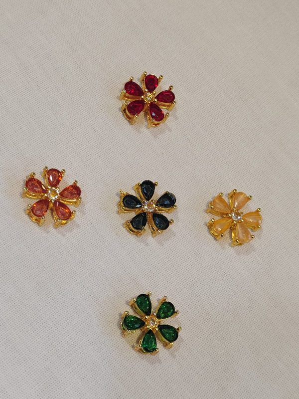 Premium Flower Stone Embedded Kundan Five Petals for Jewellery Making