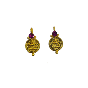 Laxmi Coin Pendant Gold Finish with Purple Diamond | 12 pc