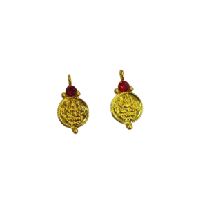 Laxmi Coin Pendant Gold Finish with Red Diamond | 12 pc