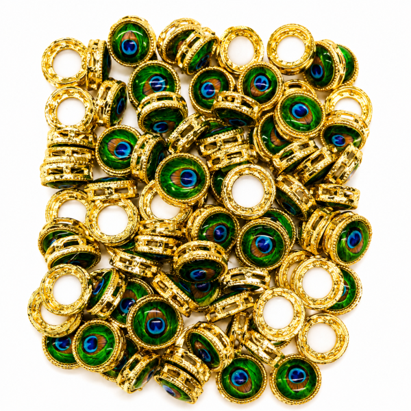 12MM Peacock Round Kundan Beads