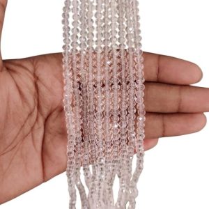 4mm Crystal Beads Round White | Premium Glass Crystal Beads for Jewellery Making | Nakharewali