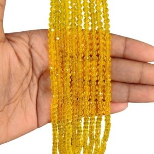 4mm Crystal Beads Round Yellow | Premium Glass Crystal Beads for Jewellery Making | Nakharewali