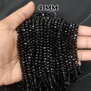 4mm Premium Black Glass Crystal Rondelle Beads for Beautiful Jewellery Making
