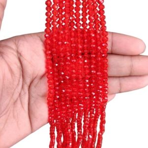 4mm Crystal Beads Round Red | Premium Glass Crystal Beads for Jewellery Making | Nakharewali