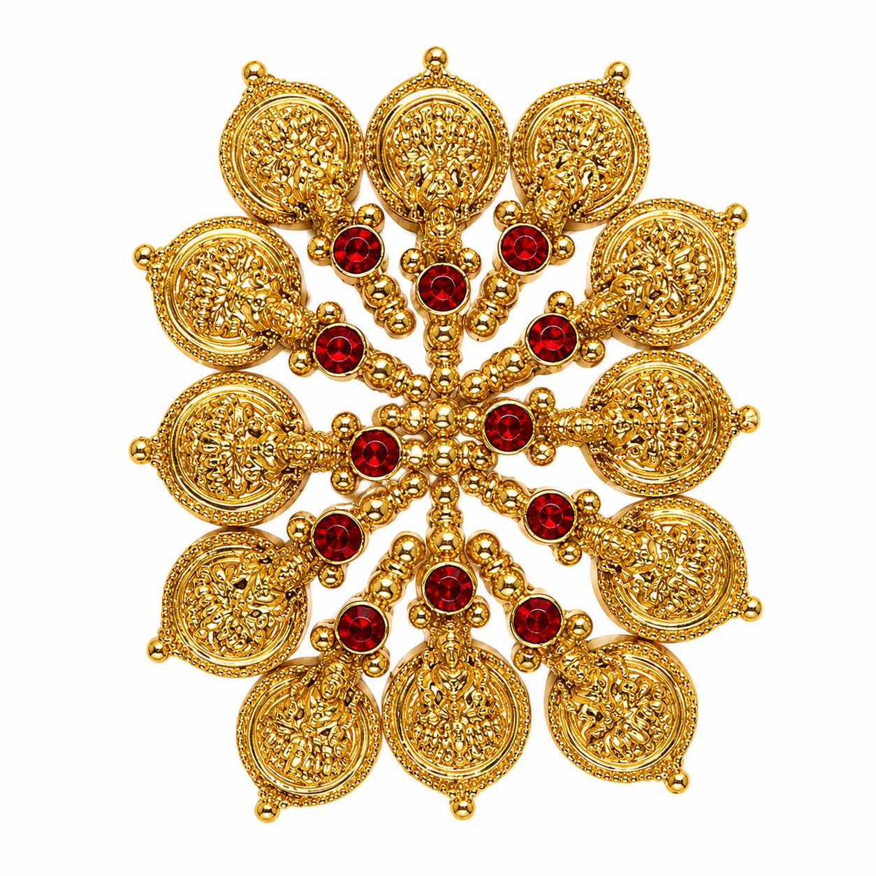 Premium Gold Finish Laxmi Coin Pendant for Jewellery Making | Green, Red, White, Purple & Maroon Stone - Image 5