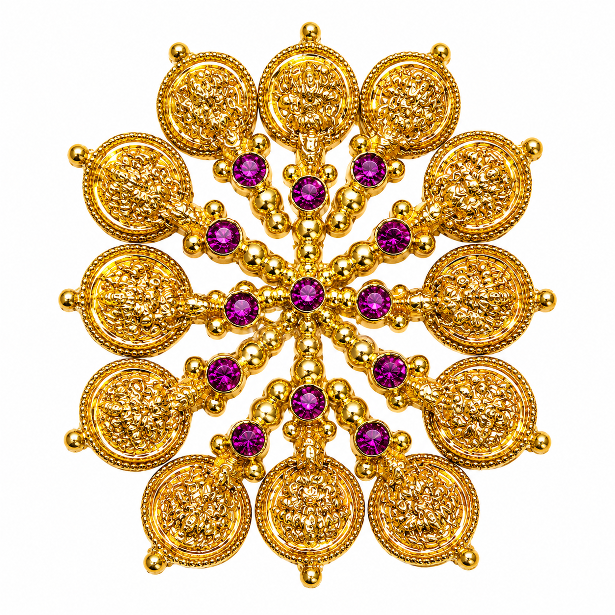 Premium Gold Finish Laxmi Coin Pendant for Jewellery Making | Green, Red, White, Purple & Maroon Stone - Image 4