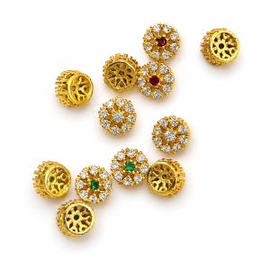 Gold Plated AD Round Spacer Beads for Jewellery Making