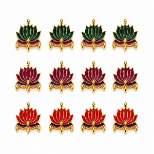 Premium Lotus Enamel Connector Charm for Jewellery Making Gold Plated Floral Connector