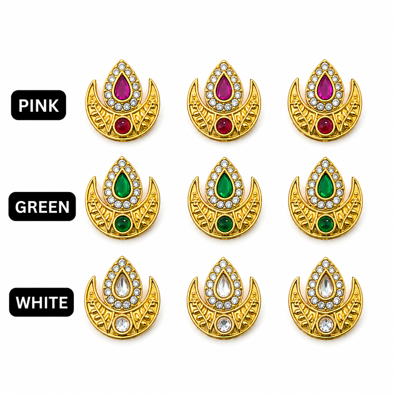 Premium AD Stone Tilak Moon Tilak for Jewellery Making | Gold Finish - Image 2