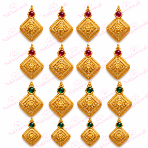 Gold Tone Square Floral Pendant Making Material – Red & Green